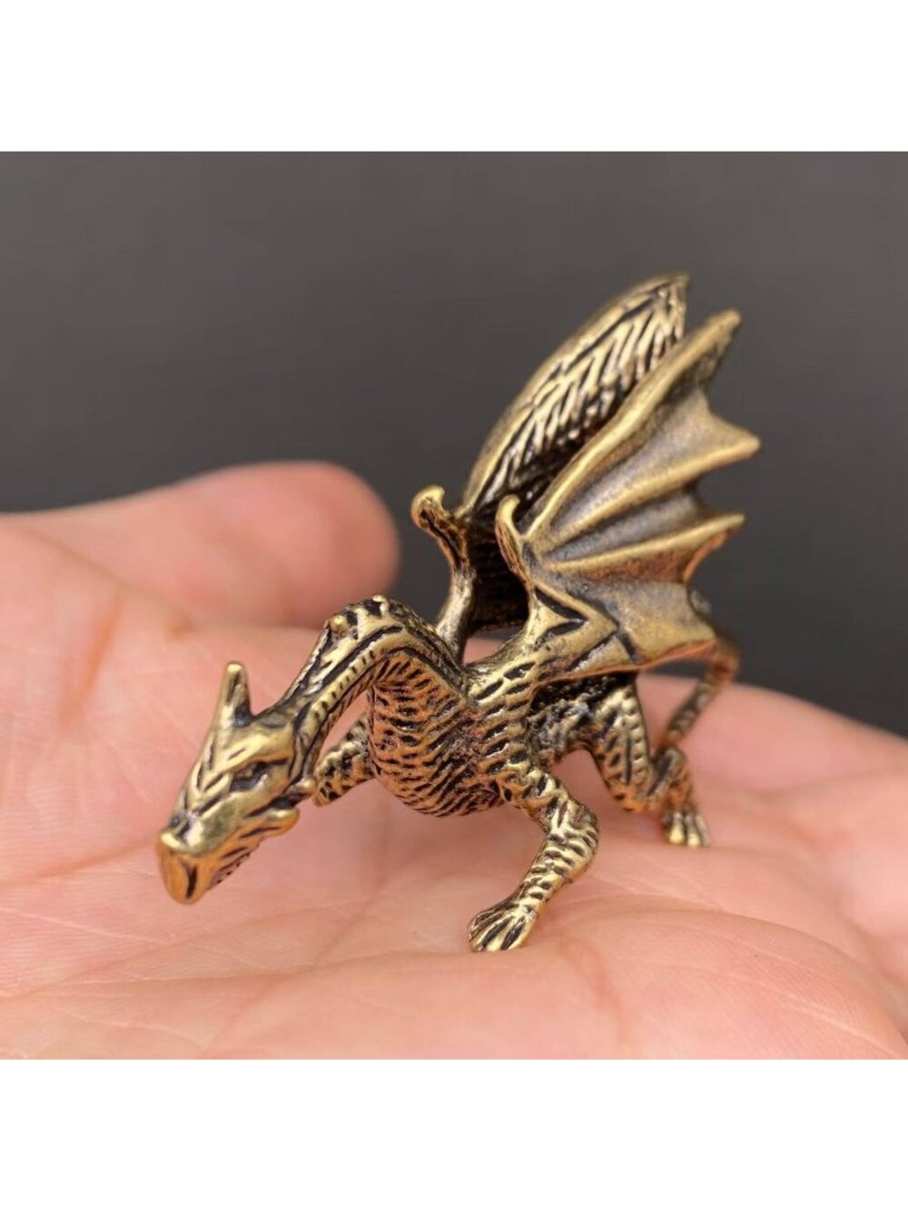 Brass Dragon Figurine Protection Prosperity Spirit Talisman Mini
